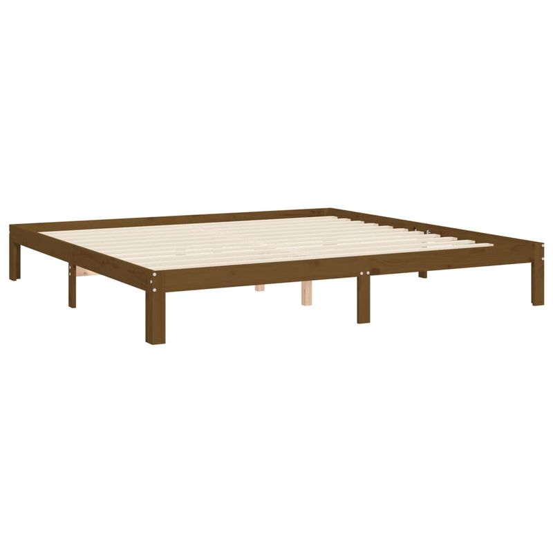 Casa si Gradina - Mobilier - Paturi si accesorii - Paturi - Cadru de pat cu tablie single mic, maro miere, 200x200 cm, lemn masiv - Infinity.ro