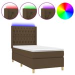 Casa si Gradina - Mobilier - Paturi si accesorii - Paturi - Pat cu arcuri, saltea si LED, maro inchis, 100x200 cm, textil - Infinity.ro