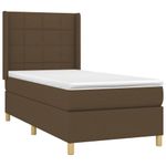 Casa si Gradina - Mobilier - Paturi si accesorii - Paturi - Pat cu arcuri, saltea si LED, maro inchis, 80x200 cm, textil - Infinity.ro