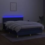 Casa si Gradina - Mobilier - Paturi si accesorii - Paturi - Pat cu arcuri, saltea si LED, albastru, 140x190 cm, textil - Infinity.ro