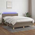 Casa si Gradina - Mobilier - Paturi si accesorii - Paturi - Pat cu arcuri, saltea si LED, gri taupe, 140x190 cm, textil - Infinity.ro