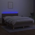 Casa si Gradina - Mobilier - Paturi si accesorii - Paturi - Pat cu arcuri, saltea si LED, gri taupe, 140x190 cm, textil - Infinity.ro