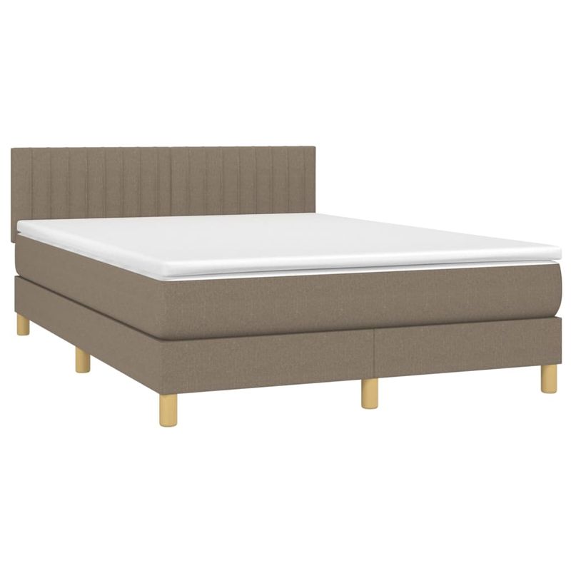 Casa si Gradina - Mobilier - Paturi si accesorii - Paturi - Pat cu arcuri, saltea si LED, gri taupe, 140x190 cm, textil - Infinity.ro