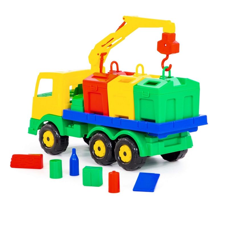 Jucarii, Copii si Bebe - Jucarii si jocuri - Vehicule si jucarii cu telecomanda - Masinute - Masina salubrizare + containere - SuperTruck, 42 x 16 x 25cm, Wader - Infinity.ro