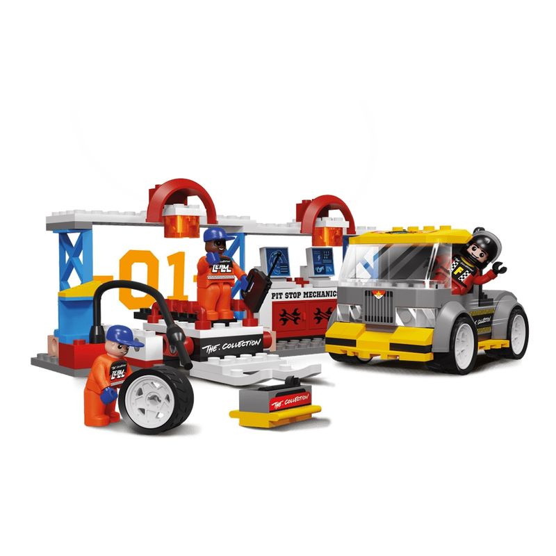 Jucarii, Copii si Bebe - Jucarii si jocuri - Seturi de constructie si cuburi - Seturi de constructie - Blocki collection, Service auto - Pit stop, 207 piese - Infinity.ro