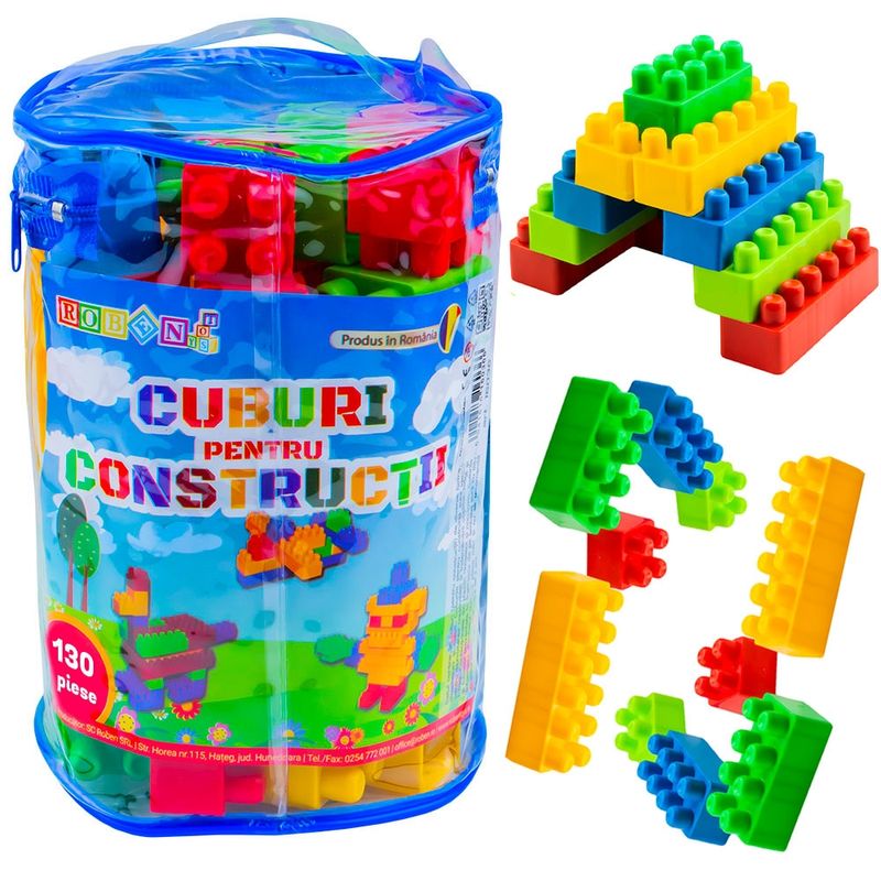 Jucarii, Copii si Bebe - Jucarii si jocuri - Seturi de constructie si cuburi - Cuburi si caramizi - Cuburi 130 piese - ROBENTOYS - Infinity.ro