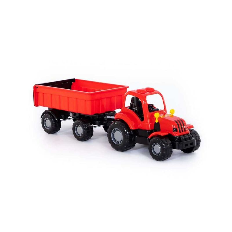 Jucarii, Copii si Bebe - Jucarii si jocuri - Vehicule si jucarii cu telecomanda - Masinute - Tractor cu remorca - Hardy, 44 x 13 x 14 cm, Polesie - Infinity.ro