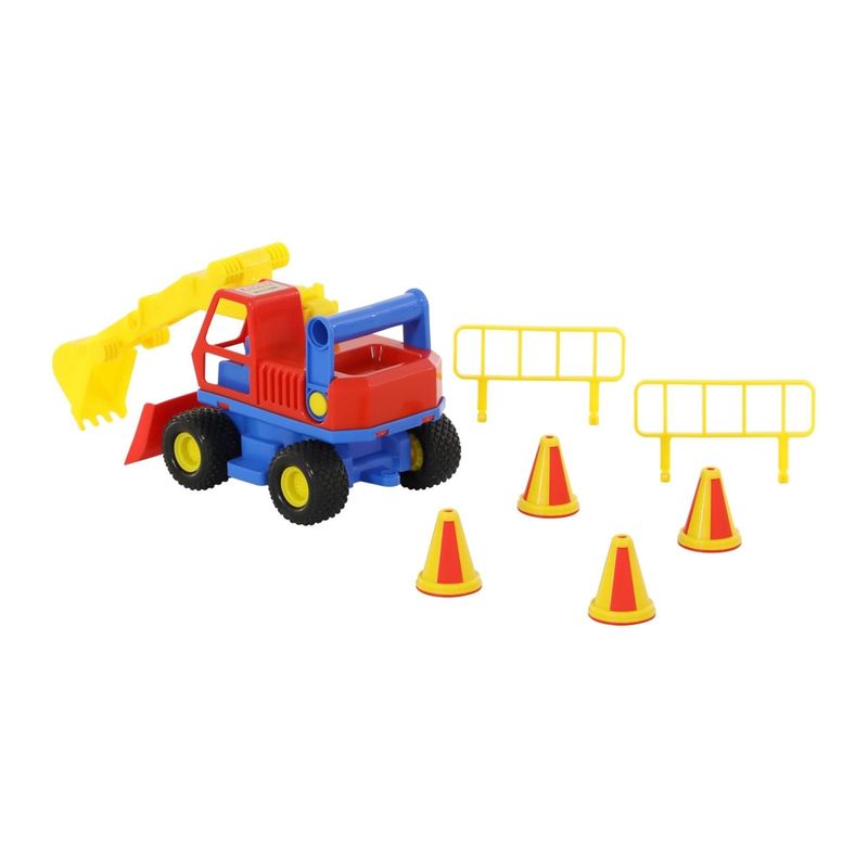 Jucarii, Copii si Bebe - Jucarii si jocuri - Vehicule si jucarii cu telecomanda - Masinute - Excavator cu accesorii - ConsTruck, 29 x 16 x 16 cm, Wader - Infinity.ro