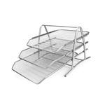 Carti si Birotica - Birotica - Accesorii de birou - Alte accesorii birou - Tavita documente MESH, 3 compartimente argintie - OFFISHOP - Infinity.ro