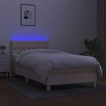 Casa si Gradina - Mobilier - Paturi si accesorii - Paturi - Pat cu arcuri, saltea si LED, crem, 90x200 cm, textil - Infinity.ro