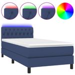 Casa si Gradina - Mobilier - Paturi si accesorii - Paturi - Pat cu arcuri, saltea si LED, albastru, 90x190 cm, textil - Infinity.ro