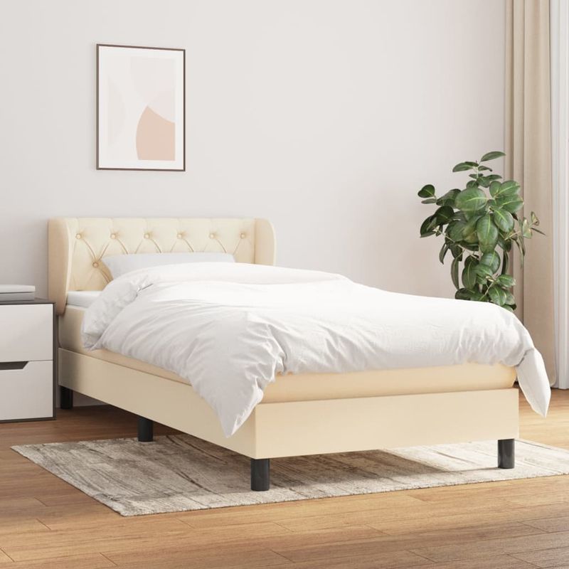 Casa si Gradina - Mobilier - Paturi si accesorii - Paturi - Pat box spring cu saltea, crem, 80x200 cm, textil - Infinity.ro