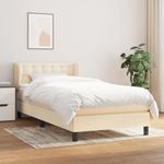 Casa si Gradina - Mobilier - Paturi si accesorii - Paturi - Pat box spring cu saltea, crem, 90x190 cm, textil - Infinity.ro