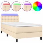 Casa si Gradina - Mobilier - Paturi si accesorii - Paturi - Pat cu arcuri, saltea si LED, crem, 90x190 cm, textil - Infinity.ro