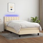 Casa si Gradina - Mobilier - Paturi si accesorii - Paturi - Pat cu arcuri, saltea si LED, crem, 90x190 cm, textil - Infinity.ro