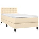 Casa si Gradina - Mobilier - Paturi si accesorii - Paturi - Pat cu arcuri, saltea si LED, crem, 90x190 cm, textil - Infinity.ro