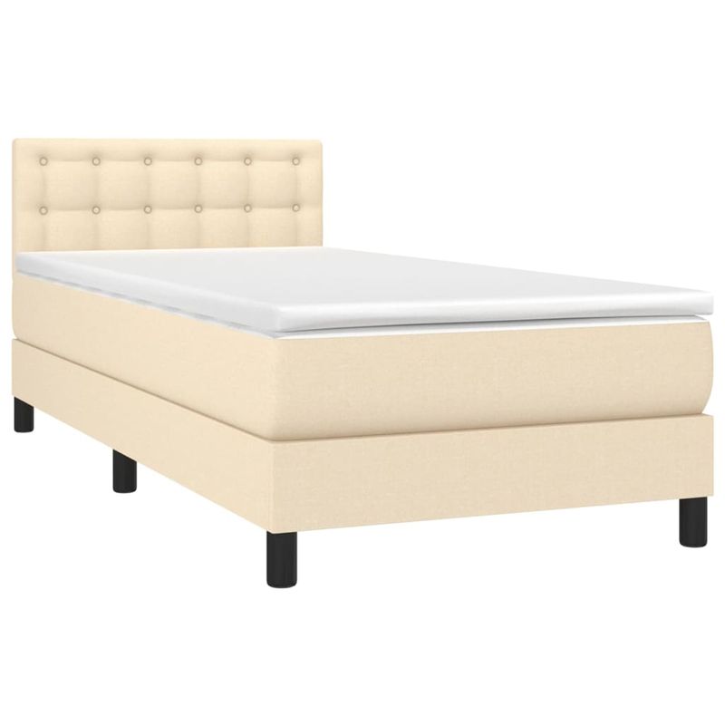 Casa si Gradina - Mobilier - Paturi si accesorii - Paturi - Pat cu arcuri, saltea si LED, crem, 90x190 cm, textil - Infinity.ro