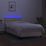 Casa si Gradina - Mobilier - Paturi si accesorii - Paturi - Pat cu arcuri, saltea si LED, crem, 90x190 cm, textil - Infinity.ro