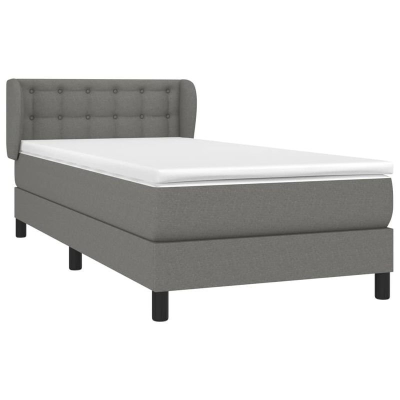 Casa si Gradina - Mobilier - Paturi si accesorii - Paturi - Pat box spring cu saltea, gri inchis, 90x200 cm, textil - Infinity.ro