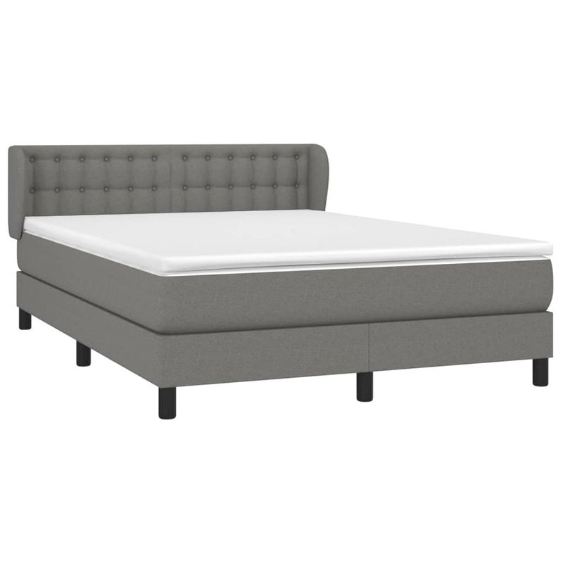 Casa si Gradina - Mobilier - Paturi si accesorii - Paturi - Pat box spring cu saltea, gri inchis, 140x200 cm, textil - Infinity.ro