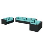Casa si Gradina - Gradina si terasa - Mobilier exterior - Seturi mobila gradina - Set mobilier de gradina cu perne, 8 piese, negru, poliratan - Infinity.ro