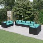 Casa si Gradina - Gradina si terasa - Mobilier exterior - Seturi mobila gradina - Set mobilier de gradina cu perne, 8 piese, negru, poliratan - Infinity.ro