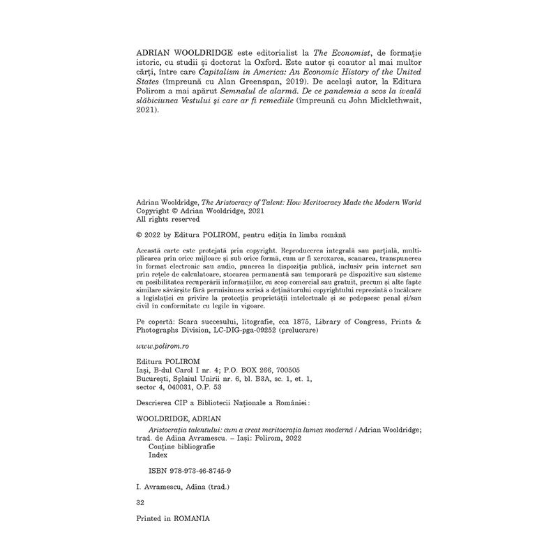 Carti si Birotica - Carti - Istorie - Aristocratia talentului, Adrian Wooldridge - Infinity.ro