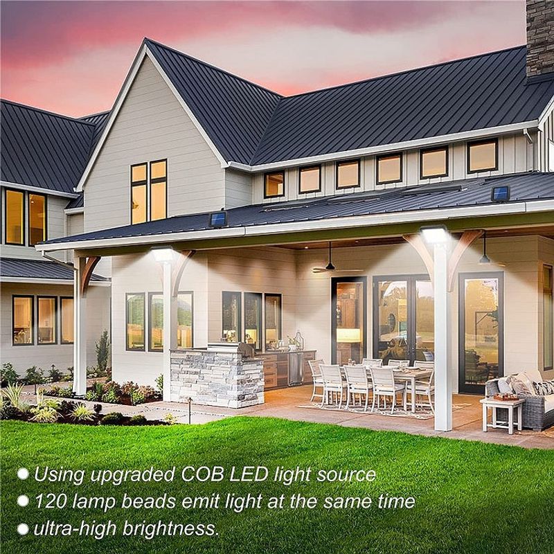 Casa si Gradina - Corpuri si surse de iluminat - Iluminat exterior - Lampi solare - Set 3 X Lampa Solara 120 LED-uri COB,Putere 30W,Senzor de Lumina/Miscare - Negru - Infinity.ro