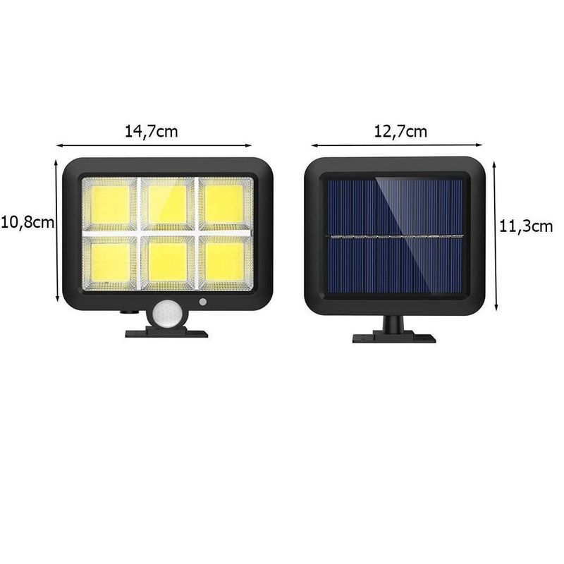 Casa si Gradina - Corpuri si surse de iluminat - Iluminat exterior - Lampi solare - Set 3 X Lampa Solara 120 LED-uri COB,Putere 30W,Senzor de Lumina/Miscare - Negru - Infinity.ro
