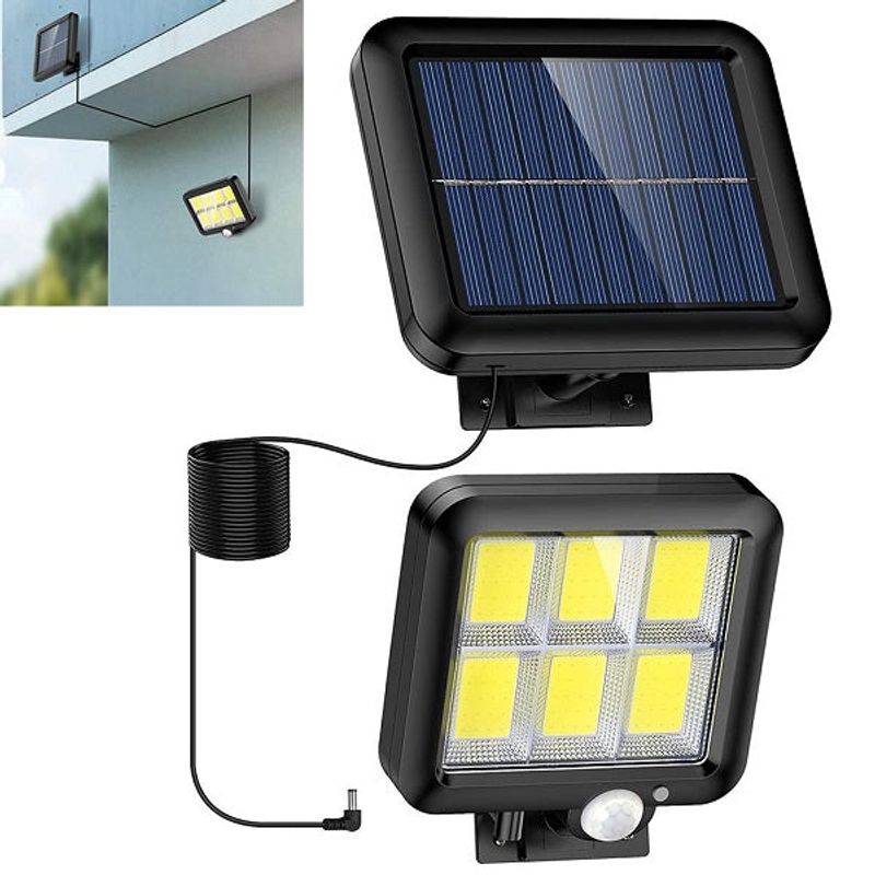 Casa si Gradina - Corpuri si surse de iluminat - Iluminat exterior - Lampi solare - Set 3 X Lampa Solara 120 LED-uri COB,Putere 30W,Senzor de Lumina/Miscare - Negru - Infinity.ro