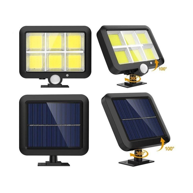 Casa si Gradina - Corpuri si surse de iluminat - Iluminat exterior - Lampi solare - Set 3 X Lampa Solara 120 LED-uri COB,Putere 30W,Senzor de Lumina/Miscare - Negru - Infinity.ro