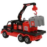 Jucarii, Copii si Bebe - Jucarii si jocuri - Vehicule si jucarii cu telecomanda - Masinute - Camion salubrizare+pubele - Mammoet, 47 x 18 x 23 cm, Polesie - Infinity.ro