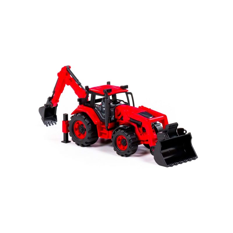 Jucarii, Copii si Bebe/Jucarii si jocuri/Vehicule si jucarii cu telecomanda/Masinute - Tractor-excavator cu incarcator, 31 x 15 x 14.5 cm, Polesie - Infinity.ro