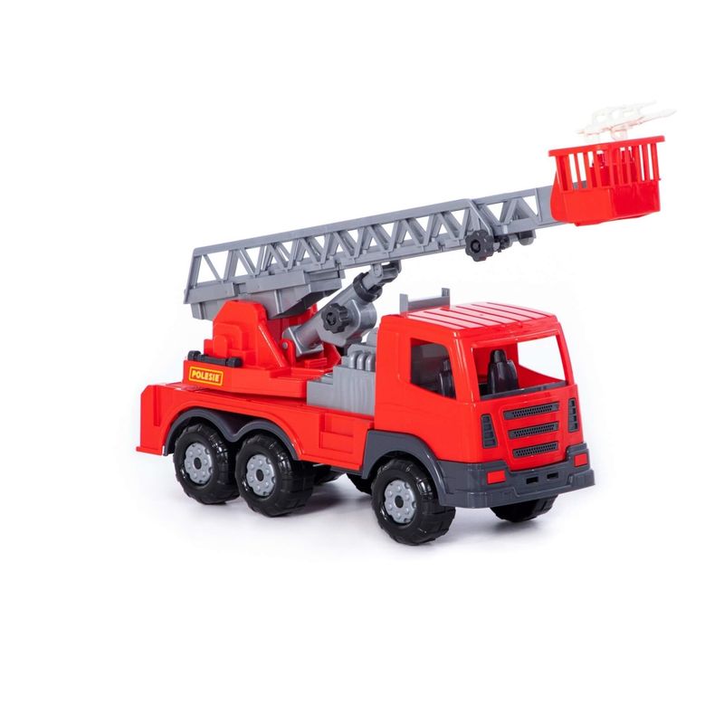 Jucarii, Copii si Bebe - Jucarii si jocuri - Vehicule si jucarii cu telecomanda - Masinute - Camion pompieri + elevator - Supertruck, 45 x 16.5 x 26 cm, Polesie - Infinity.ro