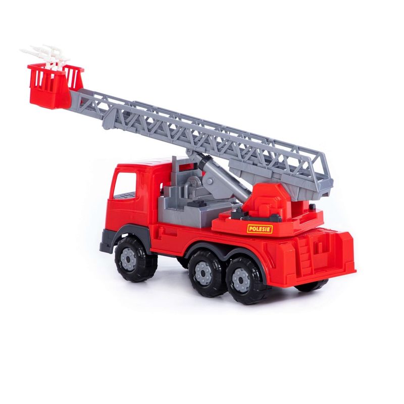 Jucarii, Copii si Bebe - Jucarii si jocuri - Vehicule si jucarii cu telecomanda - Masinute - Camion pompieri + elevator - Supertruck, 45 x 16.5 x 26 cm, Polesie - Infinity.ro