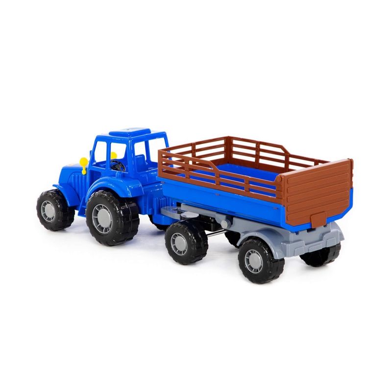 Jucarii, Copii si Bebe - Jucarii si jocuri - Vehicule si jucarii cu telecomanda - Masinute - Tractor cu remorca, 43.8 x 13.4 x 13.5 cm, Polesie - Infinity.ro