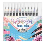 Carti si Birotica - Birotica - Instrumente de scris - Markere si carioci - Set markere cu varf tip pensula pe baza de apa + pensula cu rezervor, 12+1 - S-COOL - Infinity.ro