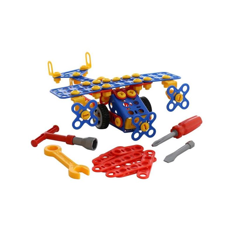 Jucarii, Copii si Bebe - Jucarii si jocuri - Vehicule si jucarii cu telecomanda - Elicoptere, avioane si nave de jucarie - Avion de asamblat - 144 piese, 13 x 10 x 19 cm, Polesie - Infinity.ro