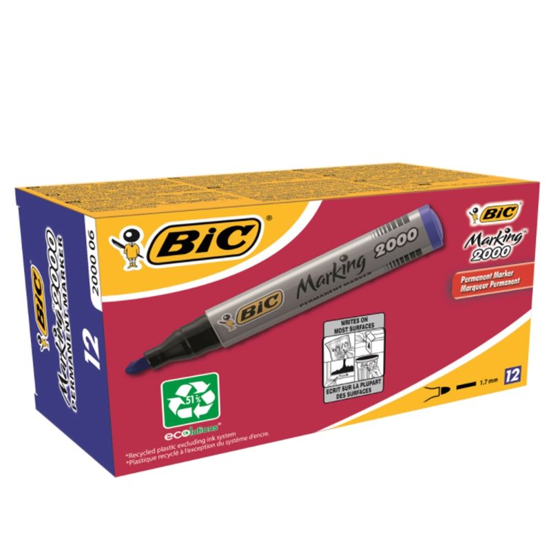 Carti si Birotica - Birotica - Instrumente de scris - Markere si carioci - Marker permanent 2000 albastru 12/cutie - BIC - Infinity.ro