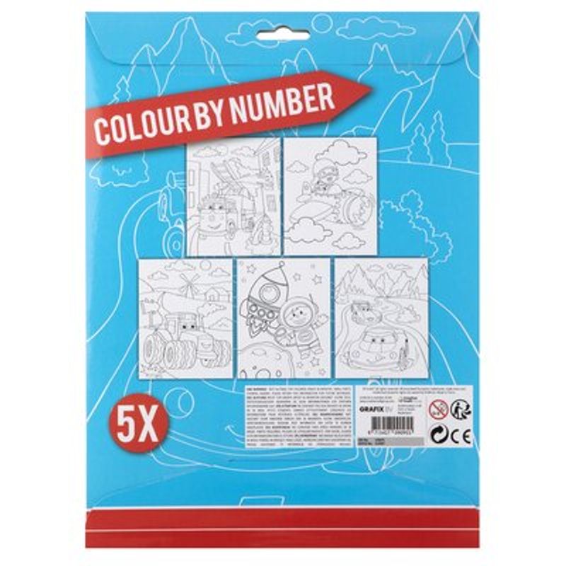 Jucarii, Copii si Bebe - Jucarii si jocuri - Jucarii & jocuri educative - Seturi pictura si desen - Pictura pe numere Racheta si Masina de pompieri, 5 pagini, A4, 10 culori - Infinity.ro