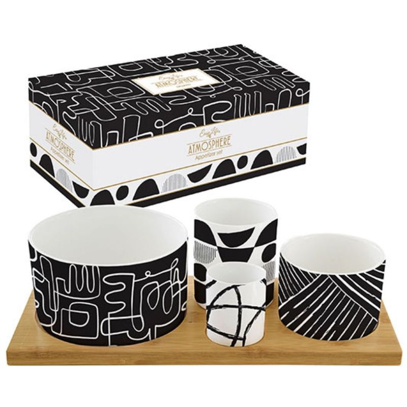 Casa si Gradina - Bucatarie si vesela - Vesela si tacamuri - Vesela pentru servire - Set portelan aperitiv 5 piese Atmosphere Graffiti - Infinity.ro
