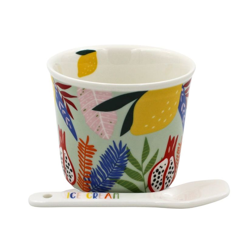 Casa si Gradina - Bucatarie si vesela - Vesela si tacamuri - Farfurii si boluri - Set portelan bol cu lingurita IceCream lamaie - Infinity.ro