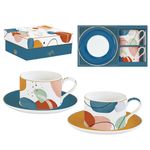 Casa si Gradina - Bucatarie si vesela - Cani si pahare - Cani si cesti - Set portelan 2 cesti si farfurioare Shapes 240ml - Infinity.ro