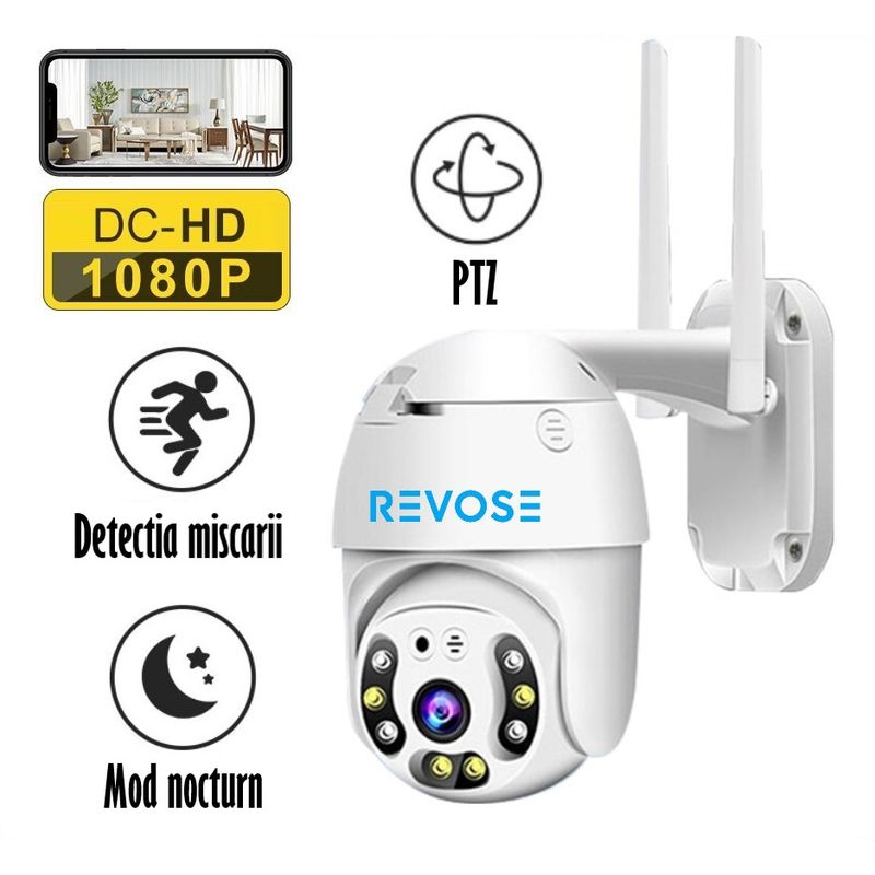 Casa si Gradina - Electrice - Smart Home - Camere de supraveghere - Camera de Supraveghere Video REVOSE™ 5MP 2560x1920, Aplicatie Dedicata, Intelligent Tracking, PTZ, WIFI, Lan, AP hotspot - Infinity.ro