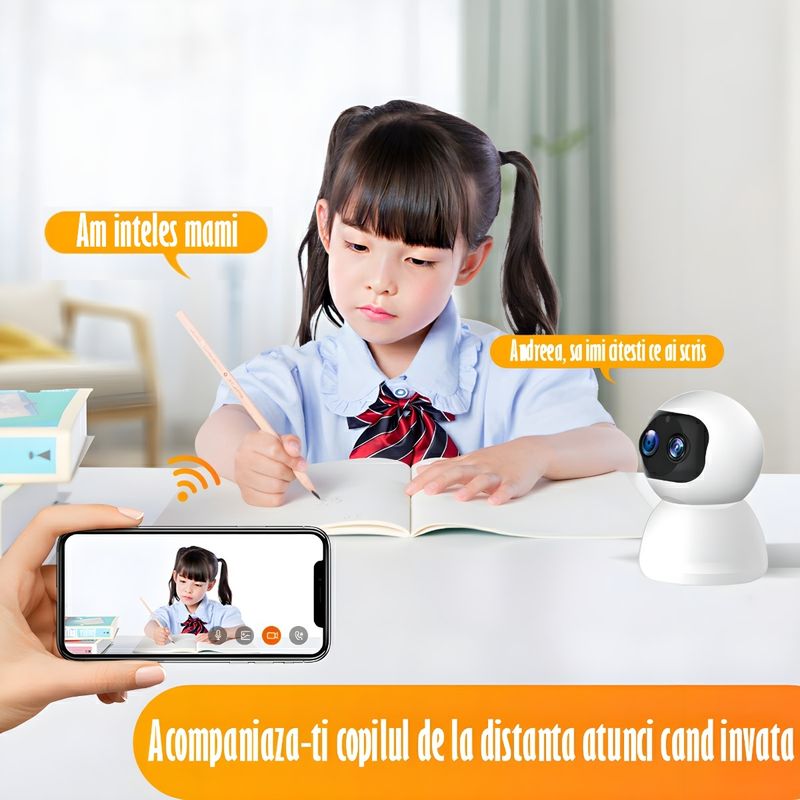 Casa si Gradina - Mobilier - Mobilier copii - Monitoare video copii - Baby Monitor, FullHD 2MP,Auto Tracking, Vedere Nocturna, Audio-Video,Rotire automata, Rezolutie 1920x1080,Senzor Miscare - Infinity.ro