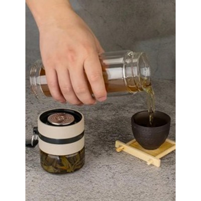 Casa si Gradina - Bucatarie si vesela - Accesorii bar - Termosuri si Cani termos - Sticla portabila termorezistenta pentru prepararea ceaiului, din INOX Alimentar, 450 ml, alb - Infinity.ro