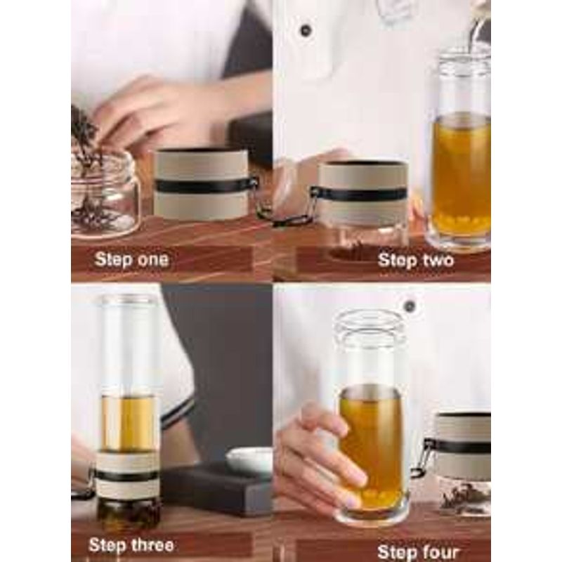 Casa si Gradina - Bucatarie si vesela - Accesorii bar - Termosuri si Cani termos - Sticla portabila termorezistenta pentru prepararea ceaiului, din INOX Alimentar, 450 ml, alb - Infinity.ro