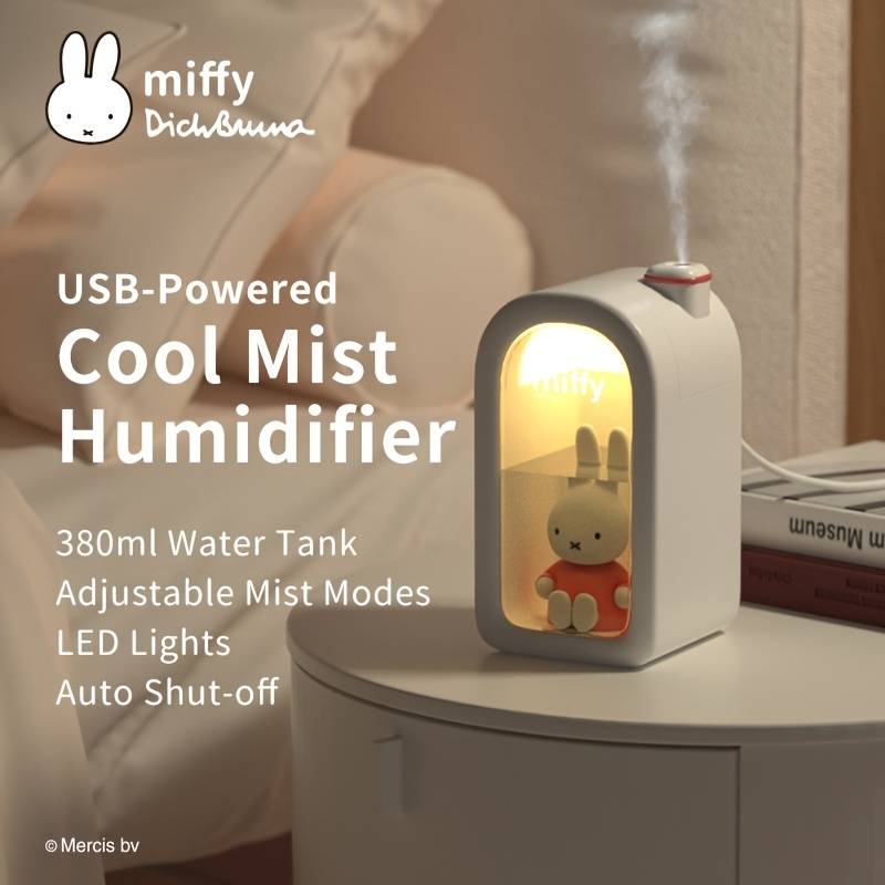 Electronice si Electrocasnice - Climatizare si sisteme de incalzire - Aparate filtrare aer - Umidificatoare - Umidificator de aer miffy , reincarcabil cu uleiuri esentiale, led, 380ml Roz - Infinity.ro