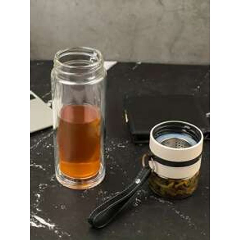 Casa si Gradina - Bucatarie si vesela - Accesorii bar - Termosuri si Cani termos - Sticla portabila termorezistenta pentru prepararea ceaiului, din INOX Alimentar, 450 ml, alb - Infinity.ro