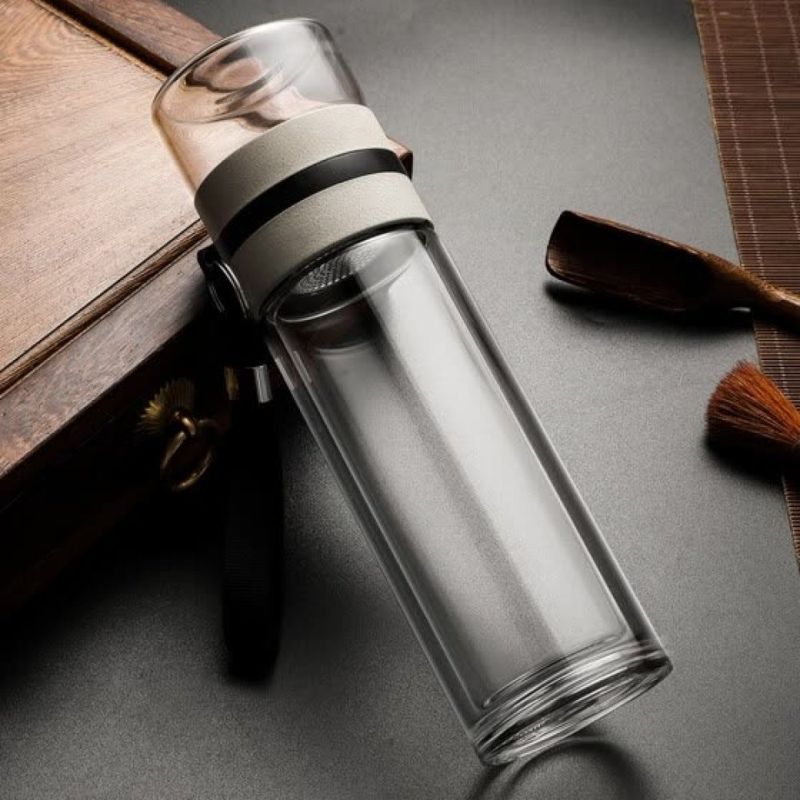 Casa si Gradina - Bucatarie si vesela - Accesorii bar - Termosuri si Cani termos - Sticla portabila termorezistenta pentru prepararea ceaiului, din INOX Alimentar, 450 ml, alb - Infinity.ro